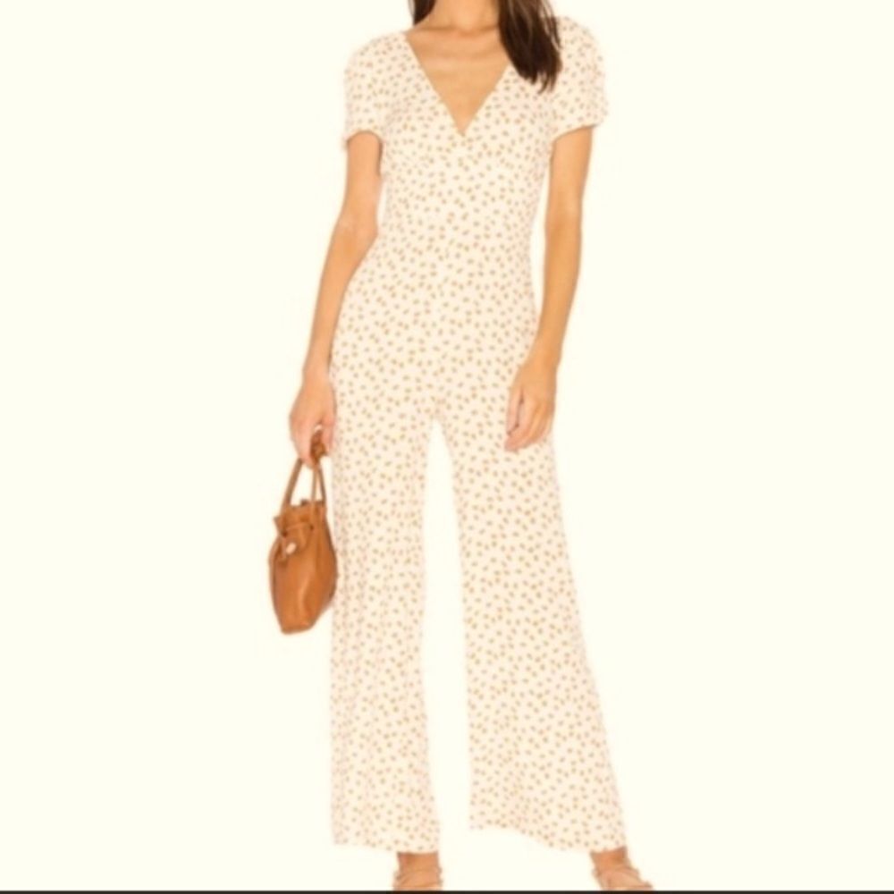 Free People Mia Peach Print Jumpsuit